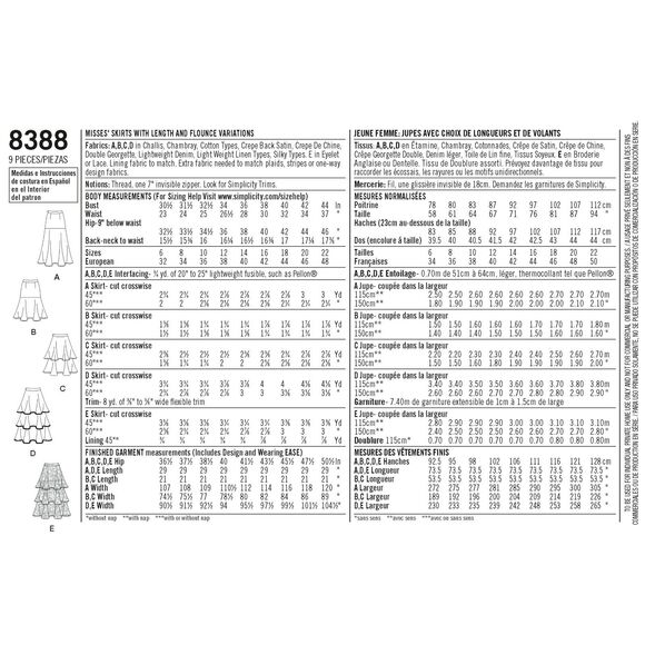 Simplicity Misses' Skirts with Length and Flounce Variations 8388 Size 6-14 - Picture 3 of 3